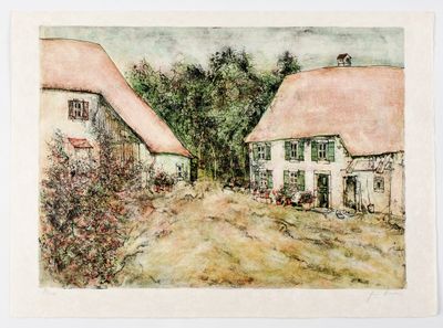 Bernard GANTNER (1928-2018) : Cour de ferme.