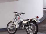 a motorcycle that is parked in a parking garage