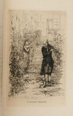 un dessin représentant un homme tenant un parapluie dans un jardin