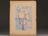 an image of a painting of a vase with a flower in it