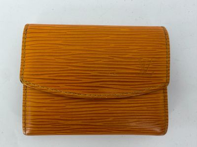 louis vuitton orange epi leather card case