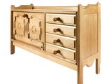 an image of a wooden sideboard with drawers