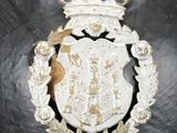 a close up of a helmet with a crown on it