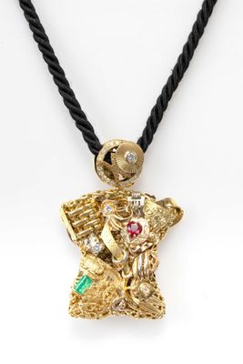 Jan ARIN. Pièce unique. Collier centré d'un pendentif compression de b - Photo 1