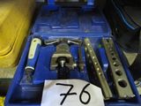 a blue tool box with tools in it and a price tag