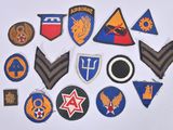 a lot of patches on a white surface