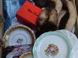 un chat allongé dans une boîte avec quelques assiettes