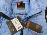 an image of a blue jacket with a tag attached to it