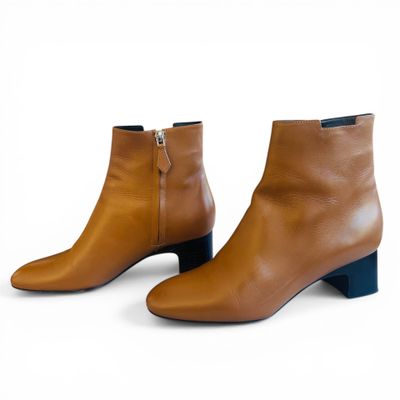HERMES Bottines/Boots "Démarche" en veau camel. Talon : 4,5 …