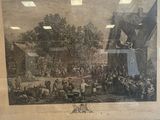 an old picture of a painting on a easel in front of a window