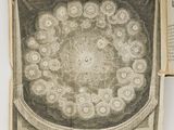 an open book with a drawing of a sun in the middle