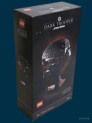 une boîte sur laquelle est représenté un casque Lego Star Wars