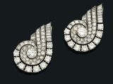 paire de boucles d'oreilles Art déco en diamant à clips