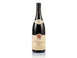 a bottle of red wine on a white background