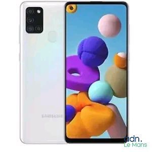 a white samsung galaxy m29 with a purple and blue background