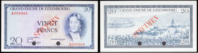 two different bank notes with a picture of a woman on one of them