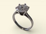 gros plan d'une bague en diamant sur fond blanc