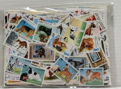 a picture of a bag of postage stamps with animals on them