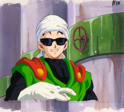 une photo d'un homme portant des lunettes de soleil et une tenue verte et rouge