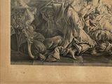 a drawing of a woman sitting on a couch with a dog
