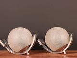 pair of art deco table lamps with marble globe shades