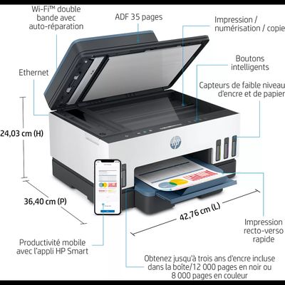 1 Imprimante de marque HP modèle: Smart Tank 7306