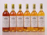 six bouteilles de vin sont alignées sur une table