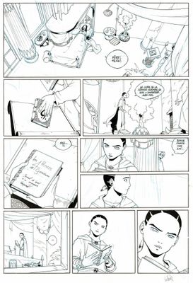 une page en noir et blanc d'une bande dessinée représentant un homme en train de lire un livre