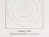 an image of a drawing of a target with four circles and a pencil