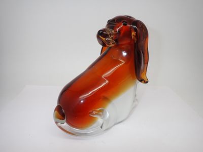Chien en verre, H. 14cm - Photo 1