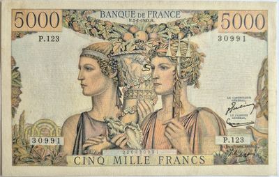 5000 francs Terre et Mer 2/1/1953, SUP