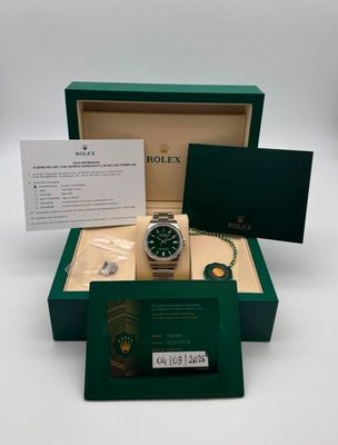 rolex submarine green dial watch with box and papers