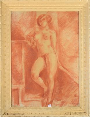 an image of a painting of a nude woman sitting on a chair