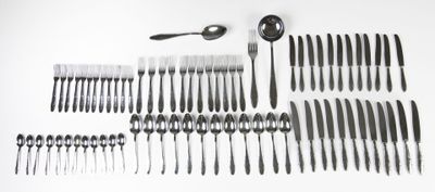 beaucoup de fourchettes et de cuillères disposées sur la table