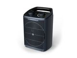 un purificateur d'air noir posé sur une surface blanche