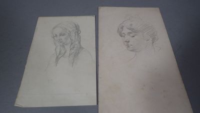 dessin représentant la tête d'une femme et dessin représentant le visage d'une femme