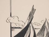 an image of a drawing of sailboats in a body of water