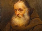 a painting of an old man with a long beard and a brown robe