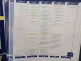 a picture of a blue and white board with a lot of information on it