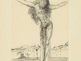 une image représentant une femme sur une croix, auréolée