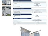 a white and blue brochure with a picture of a building