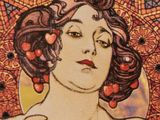 a picture of a woman holding a piece of pizza