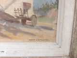 a picture of a painting of a farm scene in a frame