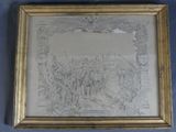 an old picture of a drawing of a group of people in a field