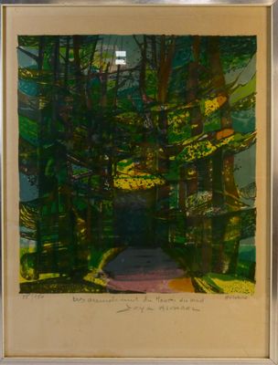 an image of a painting of a path in the woods