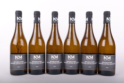 six bottles of wine are lined up in a row on a white surface