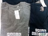 three t - shirts that say paris and new york on them