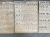 trois pages de vieux papier sur lesquelles il y a des inscriptions