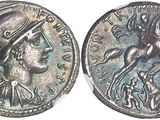a close up of a coin with an image of a man on a horse
