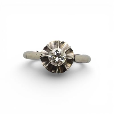 Bague en or gris (750 millièmes) sertie d'un diamant rond ta…